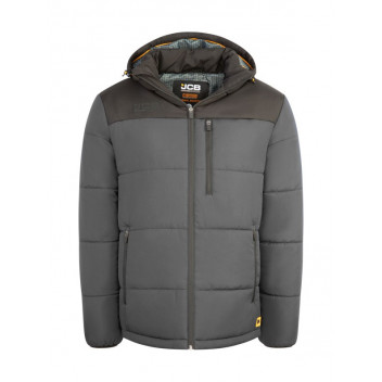 JCB Padded Jacket with Hood Grey/Black - Large