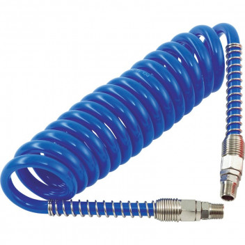 Polyurethane Coiled Hose Assembly Blue 7.5m of 8mm i/d Hos