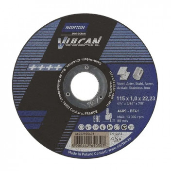 4.5" Thin M/Steel Cutting Disc(115mm x 1mm) Vulcan Norton