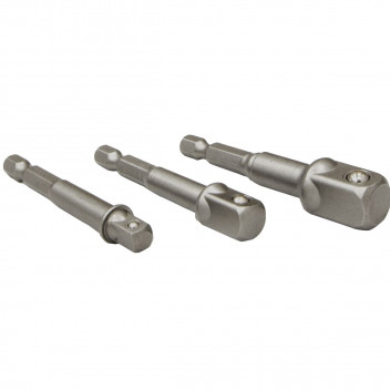 Jefferson 3pc Socket adaptor 1/4+3/8+1/2"DR x 1/4"Hex